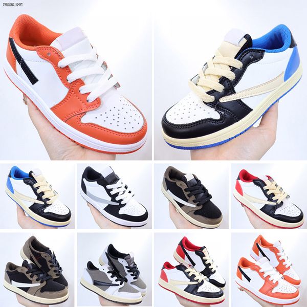 

baby low basketball shoes kids dark grey vivid pink french blue gym red the master flu game children boys girls sneakers size 26-35, Black