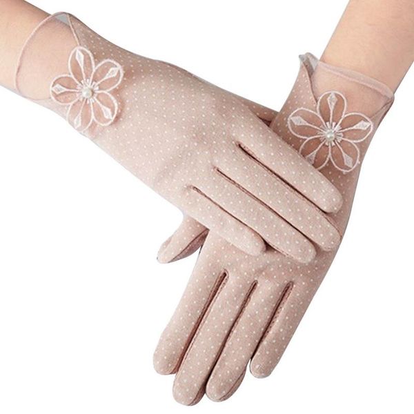 

summer women uv sunscreen short sun female gloves fashion lace driving of thin touch screen lady gloves, Blue;gray