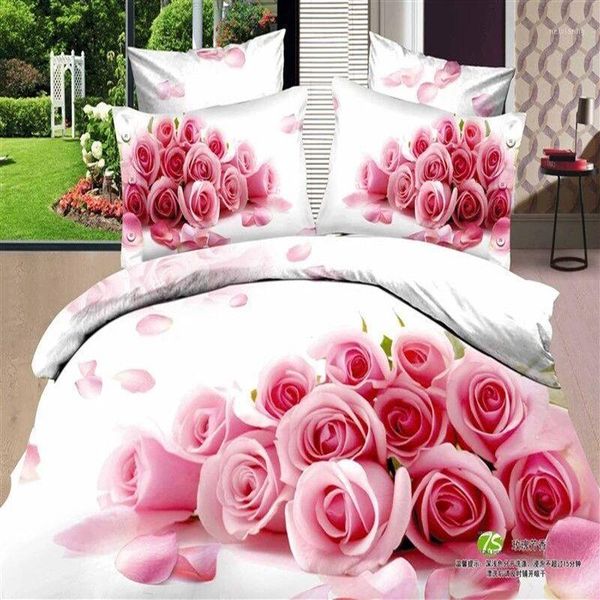 

bedding sets 100%cotton 3d set floral  king size bed sheet duvet cover fitted bedlinen parrure de lit ropa cama1