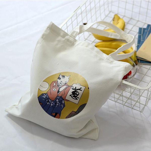 

2020 ladies illustration canvas bag handbag large capacity student shoulder cloth bag reusable shopping school beach
