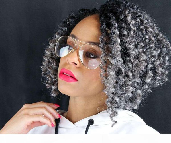 

beauty updo ponytail women hair extension chic clip in kinky curly hairpiece drawstring human hair ponytail 120g, Black