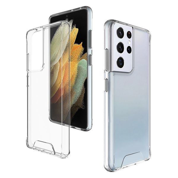 

not easy yellowing transparent phone case for samsung galaxy 21 ultra pc tpu 2 in 1 protective cover sleeve for samsung note20 a71