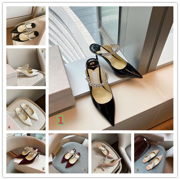 

2020 designer party wedding high heeled shoes women's flat shoes fashion dress shoes pointed high heeled slippers size 34, Black