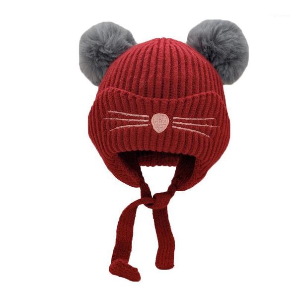 

2021 year new toddler winter hat cartoon style for autumn and winter cute cat children's hat baby 6 to 24 month children's cap1, Slivery;white