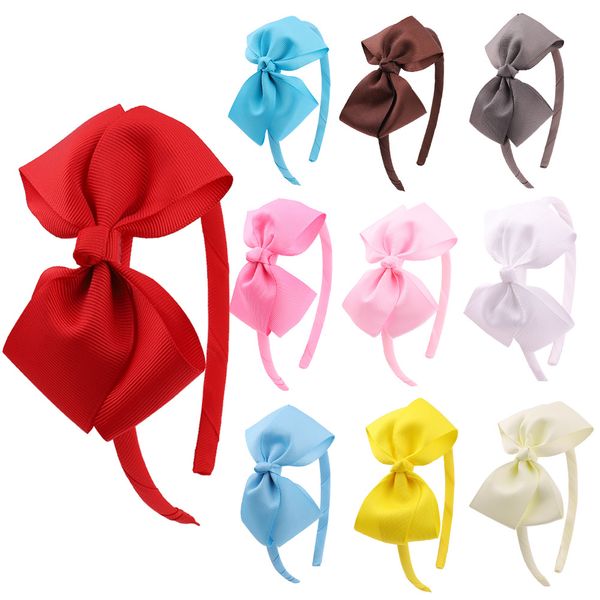 Accessori per capelli 4 'BOW Girls head Bandband per ragazze fatte a mano con fascia con nastro solido fatto a mano con cerchi di raso Tesoro della vita quotidiana per bambini