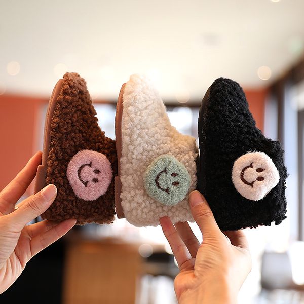 

baby girls fashion autumn winter warm toddler shoes kids children' cartoon velvet plush zipper princess shoe girl boots, Black;grey