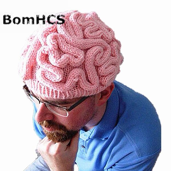 

bomhcs funny cool winter personality horrible brain wool hat warm handmade men's women's beanie caps gifts y201024, Blue;gray