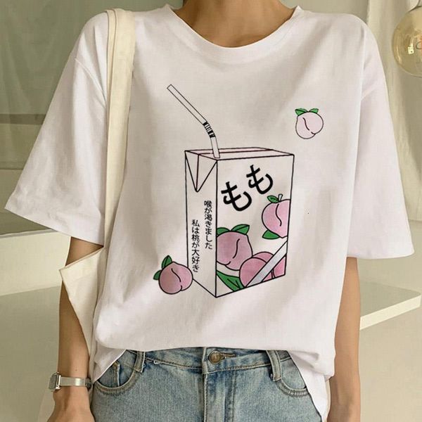 

peach harajuku t shirts women ullzang korean style t-shirts 90s peachy graphic tshirts fashion funny cute female tees, White