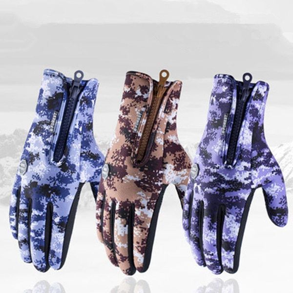 

2020 new style fashion winter windproof waterproof anti-slip thermal touch screen gloves ladies women's1, Blue;gray