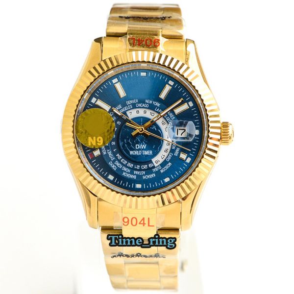 

n9 version m326934-0003 blue dial rose gold steel case 9100 automatic mechanical movement sapphire mens watch 904l steel band watches, Slivery;brown