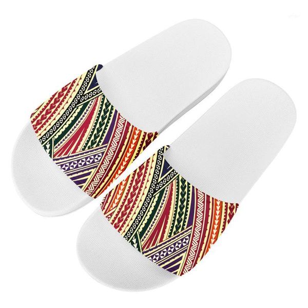 

whereisart tribal african slippers summer female slide sandals polynesian ethnic style sleeve tattoo pattern women's flip flops1, Black