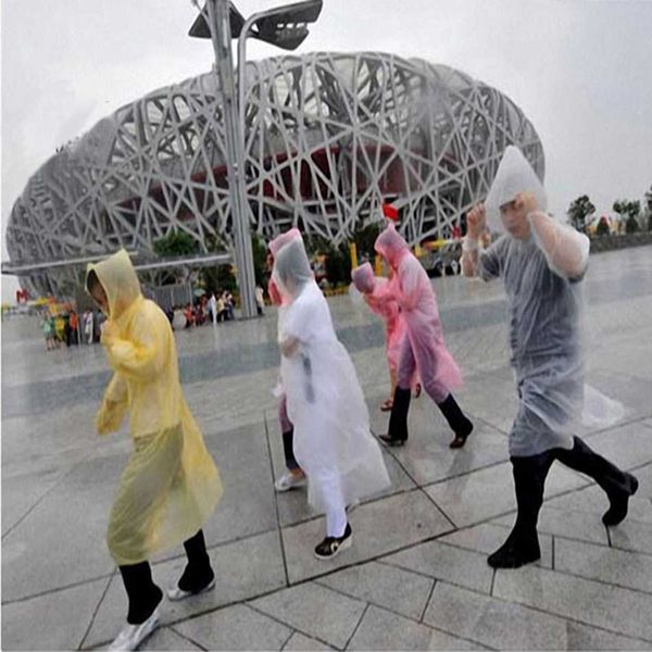 

emergency disposable waterproof raincoat hood one-time poncho travel camping must coat outdoor rain wear oa3356
