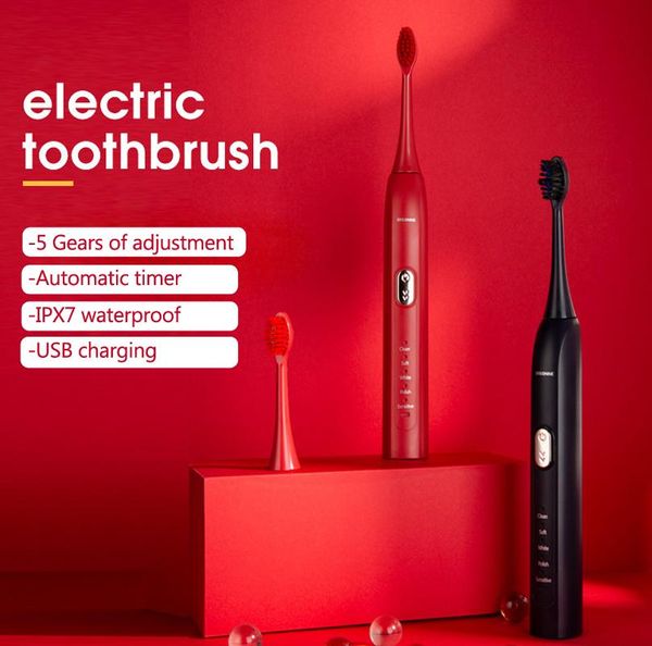 

sonic electric toothbrush rechargeable soft wool ipx7 waterproof 5 modes usb charging dupont bristles oral care clean for adult