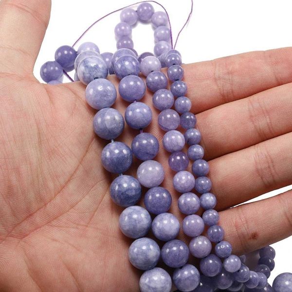 

1 strand lot 4 6 8 10 12mm natural purple aquamarin agat stone bead round loose spacer beads for jewelry findings diy bracelet h bbywfr