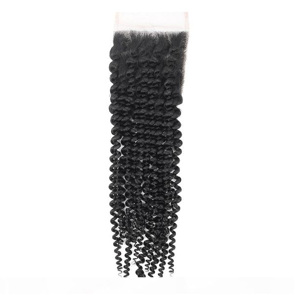 

european human hair kinky curly lace closure 4*4 natural 8a unprocessed brazillian body wave hair lace closures, Black;brown