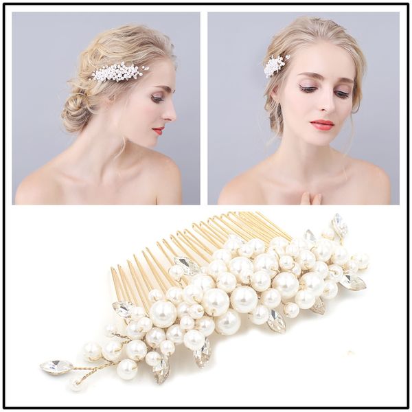 

korean bride hair comb, bride, pearl, wedding dress, wedding dress, external, single-heat sales, Golden;silver