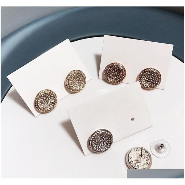 

2021 new york stylist ear stud women crystal pave round earring with earring cartons cards a sqchhi new_dhbest, Silver
