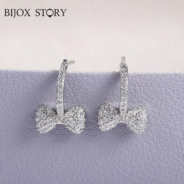 

dangle & chandelier bijox story fashion 925 sterling silver earring with bowknot shape 3a zircon gemstone for women wedding party jewelry ea