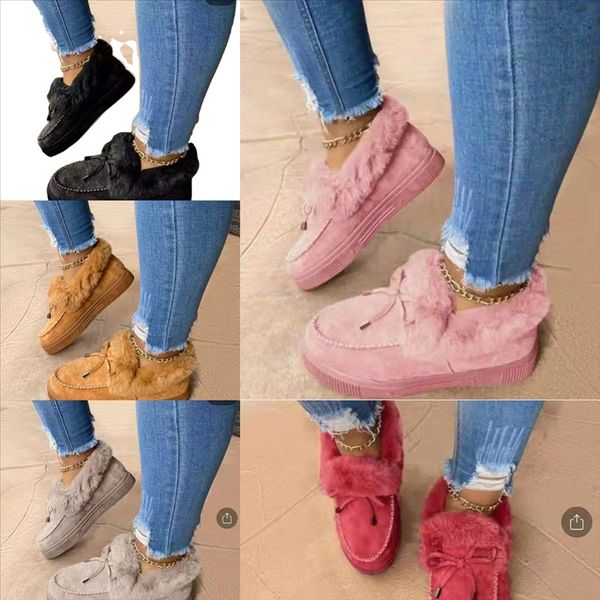 

e66wo mop cotton slippers shoes warm home new cotton yarn plus velvet cotton slippers womens snow boots autumn mens indoor home, Black