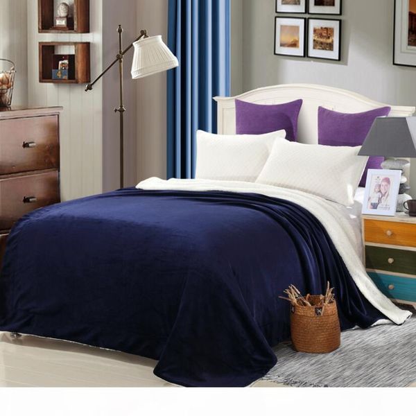 

winter long lamb cashmere blanket a-b solid color plus thick double layer blanket single double warmer blanket wholesale