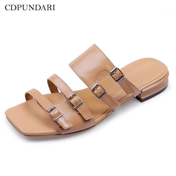 

cdpundari ladies genuine leather slippers women flats summer shoes1, Black