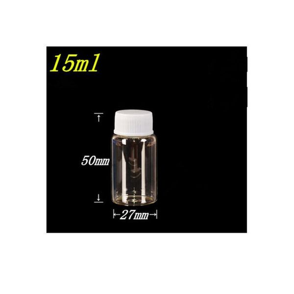 

27x50x14mm 15ml glass bottles with plastic cap transparent small empty bottles jars cosmetic containe bbykhc