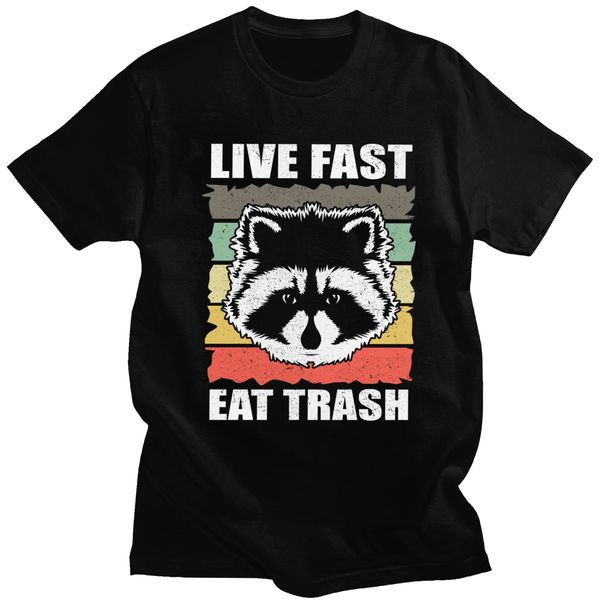 

retro raccoons short sleeve casual raccoon live fast eat trash fitted tee gift idea apparel sport hooded sweatshirt hoodie men t shirt