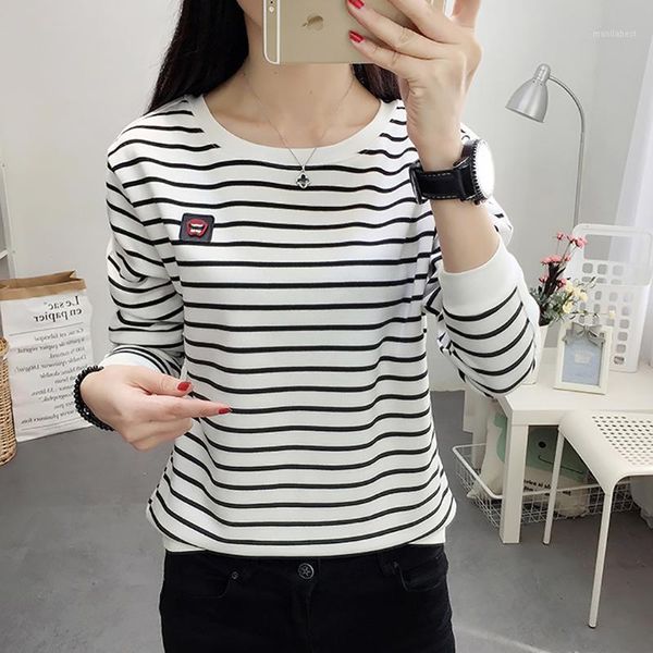 

sudaderas mujer 2020 autumn korean fashion striped women pullover sweatshirt plus size womens clothing long sleeve pullovers1, Black