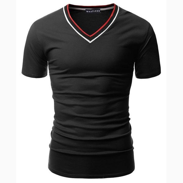 

men's mouth color v - neck short sleeve summer new style leisure sports t bang half sleeve, White;black