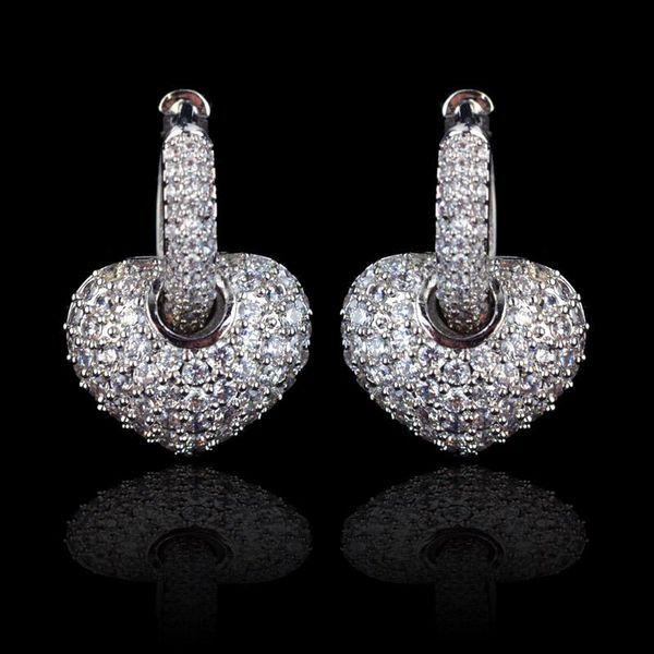 

cute luxury micro pave cubic zirconia heart shape hoop earrings for women,plated jewelry, Golden;silver