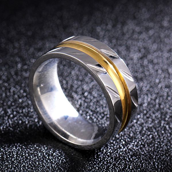 

316l stainless titanium steel rock 8mm punk titanyum ring, Silver