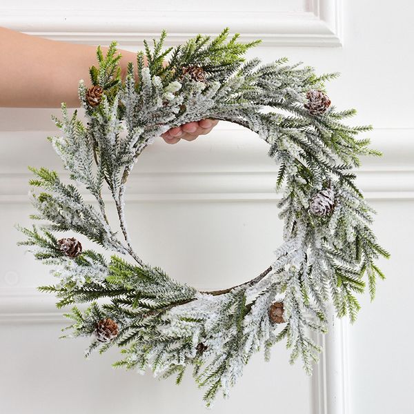

snowflake pine cone christmas wreath cutting pendant door simulation artificial plants wall decor xmas decoration home decore