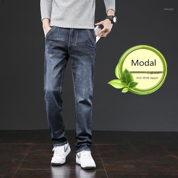 

2020 new men's thick jeans modal fabric business casual stretch jean trousers male brand pants big size 28-40,p3331, Blue