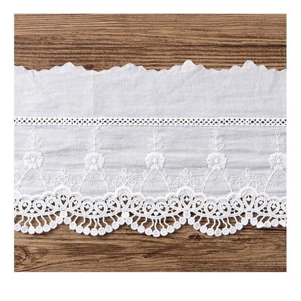 

15cm wide 3yds/lot eco-friendly 100% cotton embroidery lace fabric wave cutout lace trim diy sewing accessor jllvrq