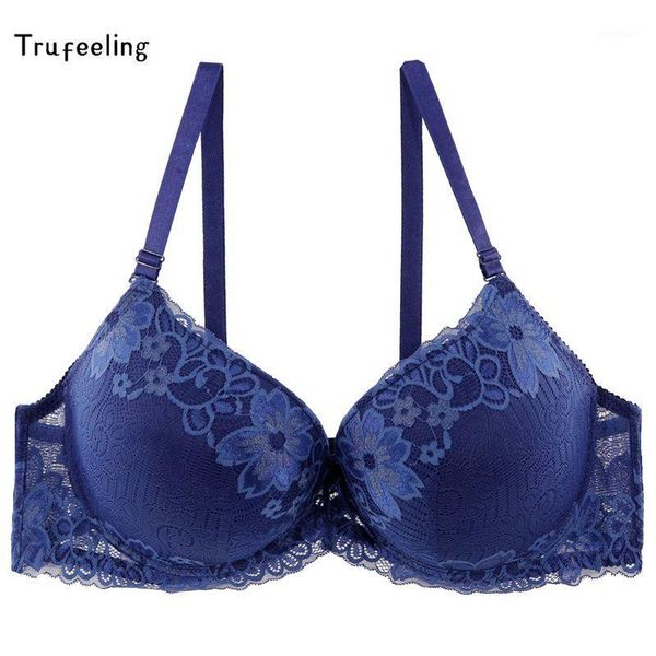 

trufeeling adjusted-straps floral bras for women thin mold cup lace bra plus size brassiere comfort female underwear1, Red;black