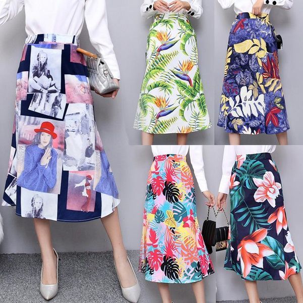 

grils pencil women skirt 2019 new cartoon a print high waist long skirts young girl summer large size japan female falda, Black