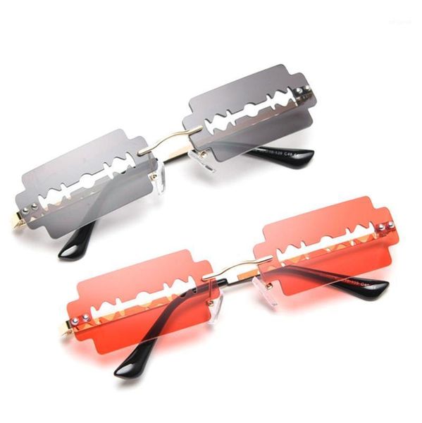 

sunglasses women square punk fashion rimless rectangle lady glasses men shades alloy uv eyewear fml1, White;black