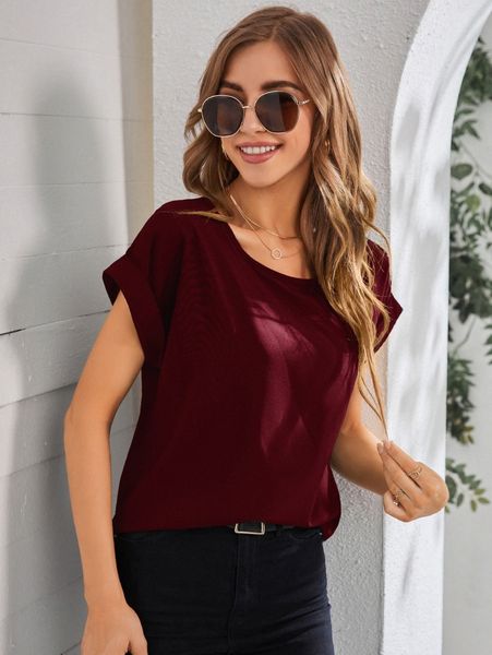 

rolled cuff batwing sleeve blouse 16af#, White