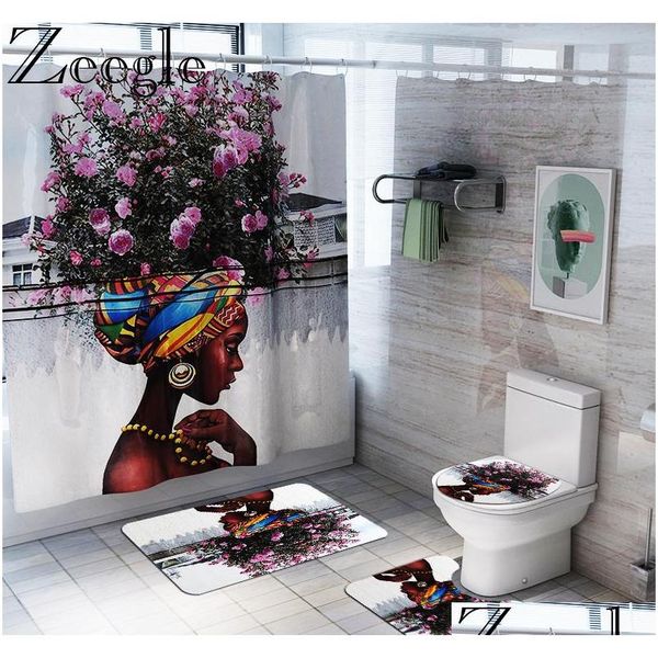 

african american women bath mat shower curtain bath rug sets bathroom carpet toilet mat set non slip ho sqcwta wphome