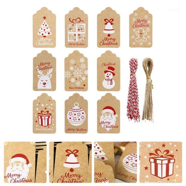 

1 set xmas kraft paper tags retro snowflake deer paper cards xmas tree labels1