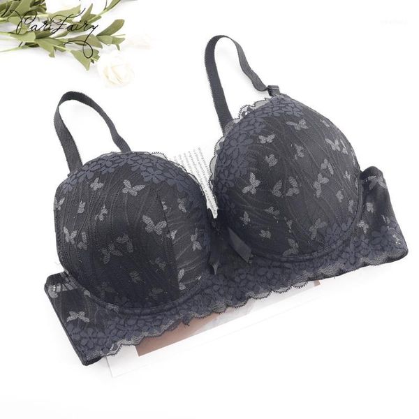 

bras parifairy women's unlined full cup bra butterfly floral lace side support push up plus size 40d 42d 44d 46d 48d 50d1, Red;black