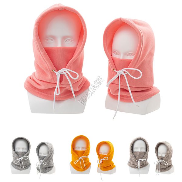 

дизайн зимний теплый родитель-ребенок вязаные шапки воротник взрослые дети ветрозащитный открытый лыжах hoods caps ear face protection вязан, Yellow