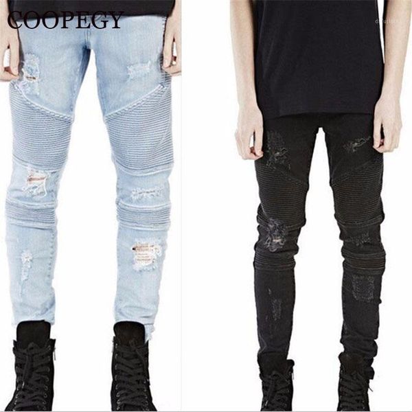 

wholesale- designer brand new men black jeans skinny ripped stretch slim fashion hip hop swag man casual denim biker pants overalls jogger1, Blue