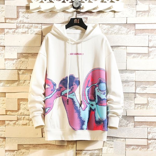 

2021 new fashion men slim hoodie hooded sweatshirt coat jacket winter warm outwear causal patchwork color block pullover hip hop hoodies cmc, Black