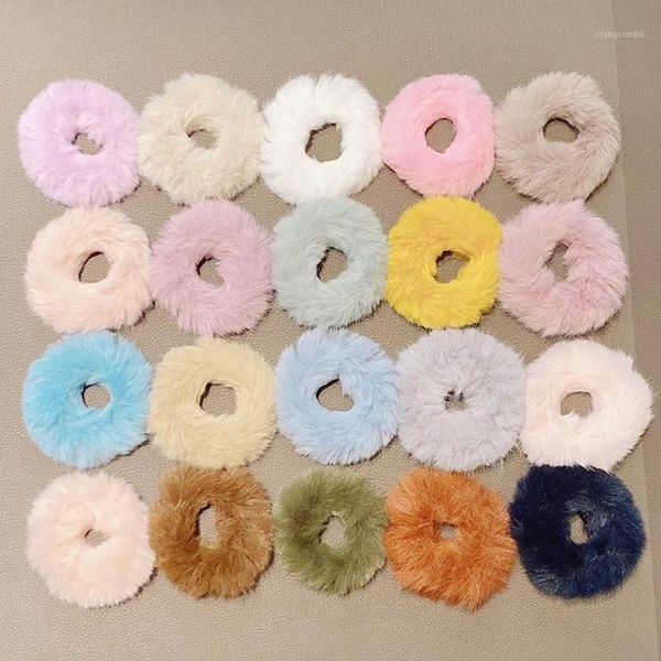 

cute plush hair tie all-match headband rubber band girl autumn and winter hair accessories simple1, Slivery;white
