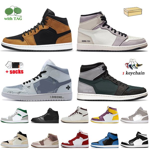 

2022 mens wheat game 1 basketball shoes jumpmamn 1s high element black particle grey light bordeaux mid triple black a ma maniere women men