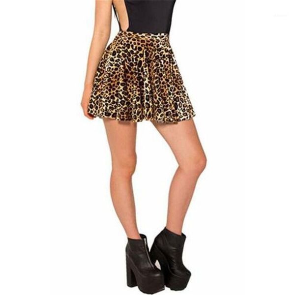 

lady new leopard print skirts summer women pleated short skirt female 2019 high waist mini skirts clubwear plus size s-4xl1, Black