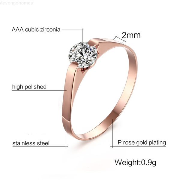 

zirconia cubic womens 316l stainless steel tension set rose gold plated brilliant wedding engagement ring us size 5-7, Golden;silver