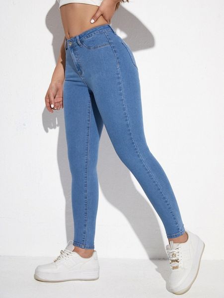 

slant pocket skinny jeans f4ga#, Blue