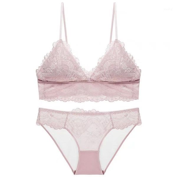 

sell europe and america new style girl-without underwire triangle cup lace ultra-thin ladies bra bra underwear set1, Red;black